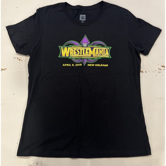 WWE WrestleMania 34 Short Sleeve  Graphic T-Shirt Size XL Black 2018 New Orleans - Picture 1 of 7